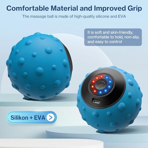 Upgraded Vibrating Massage Ball with 5-Speed, LED Display, Rechargeable Massage Vibrating Ball for Relieving Muscle Pressure, Electric Massager for Fitness/Yoga/Training (Blue) - Image 3