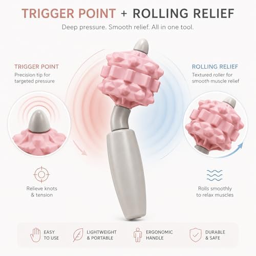 VibeRoll Mini Massage Tool for Trigger Point Relief, Handheld Muscle Roller Stick for Neck, Legs, Arms & Back, Portable Deep Tissue Recovery Tool - Image 2