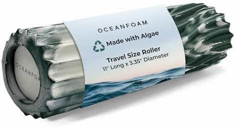 Oceanfoam Ripple Travel Foam Roller (11" x 3.35") Firm Mini Foam Roller for Physical Therapy, Deep Tissue Massage, Back Pain - High Density, Ergonomic Wave Textured - Yoga, Exercise (Hunter Marbled) by Oceanfoam