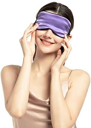 100% Mulberry Silk Sleep Mask Blackout, Cute Natural Sleeping Mask with Adjustable Elastic Strap, Satin Eye Cover for Men Women Adults (Purple) by NMMGlobal