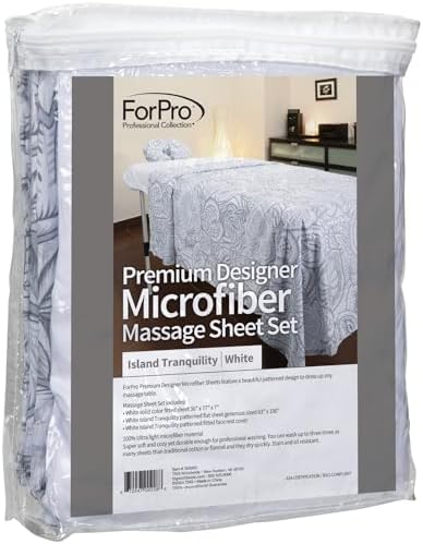 ForPro Designer Microfiber 3-Piece Massage Sheet Set, Island White - Image 4