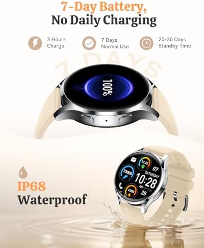 Smart Watch Fitness Tracker for iPhone Android for Women Men, Activity Tracker with Calorie & Step Counter, 150+ Sports, Daily Workout & Sleep Monitor，IP68 Waterproof Smartwatch (Gold) - Image 6