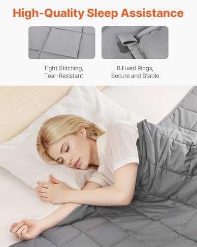 VEVOR Weighted Blanket 60 x 80 inch - Queen Size, 25 lbs Heavy Blanket with Cooling Glass Beads, Soft & Breathable for All-Season Use, Suitable for Adults 250–310 lbs, Ideal Gift Choice (Grey) - Image 4