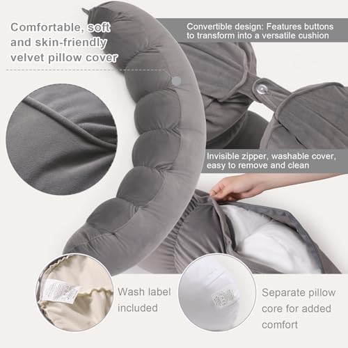 Peallow(Pat. Pend) – Long Round Body Pillow for Adults, Bolster Pillow for Sleeping, Soft and Supportive Pillow for Sleeping & Lumbar Support - Image 4