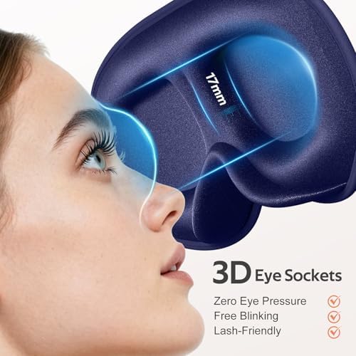 Vynix® Sleep Mask for Men Women - 100% Blackout Eye Masks for Sleep - 3D Soft Sleeping Mask for Side Sleepers - Zero Pressure Lash Extensions Eye Cover Shade for Airplane Travel Essentials, Blue - Image 3