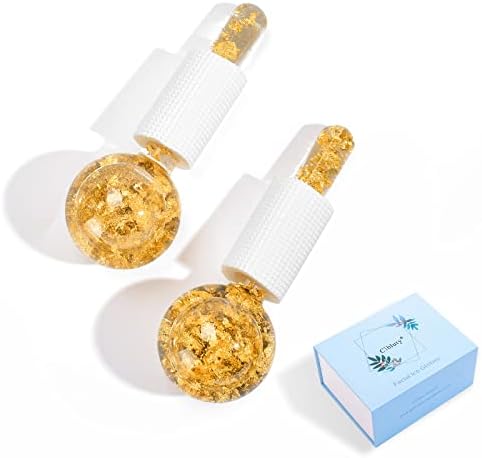 Ice Cryo Sticks Facial Globe with Golded Essence- 2PC Cooling Globes for Cold or Hot Skin Massagers, Face Globe for Skin Care Routine by CIBLUTY