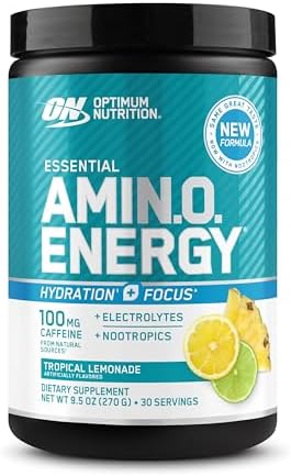 Optimum Nutrition Amino Energy Powder Plus Focus, Tropical Lemonade, 9.5 Oz by OPTIMUMNUTRITION