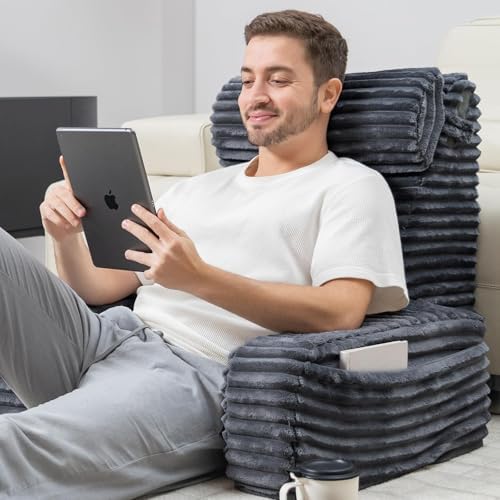 ENITYA 24" XXL Back Pillow for Bed Sitting Up with Armrests & Big Pockets by ENITYA
