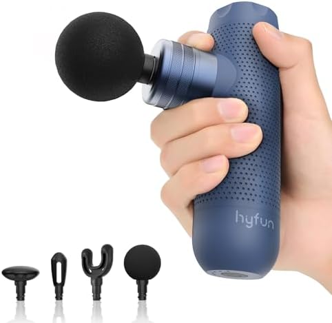 N1 Super Mini Massage Gun, Ultra-Compact Deep Tissue Massage Gun, Portable Travel Handheld Massager, Men & Women Muscle Recovery, Percussion Massager Quiet for Home, Gym, Office, Blue by hyfun