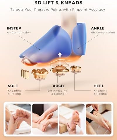 EaseZen Foot Massager with Heat, Upgraded Adjustable Arch Lift & Large LED Touchscreen, Deep Kneading Shiatsu Foot Massager for Neuropathy, Plantar Fasciitis Relief, High Arch & Elderly (Pale Gray) - Image 7