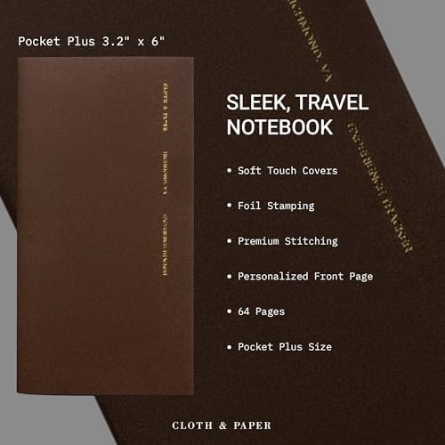 Cloth & Paper Travel Notebook | Experience Journal Tracker – Walnut | Pocket Plus Travel Journal Notebook 3.2" x 6" | Experience Log for Restaurants, Travel, Places & Activities – Soft Touch Cover - Image 3
