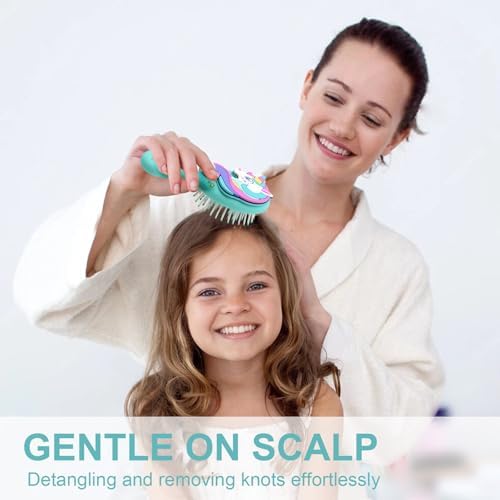 Toddler Hair Brush for Baby, Unicorn Air Cushion Brush - Green - Image 5