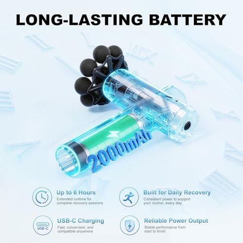 LEERCON Massage Gun Deep Tissue Back Massager for Pain Relief with 9 Heads - Image 4