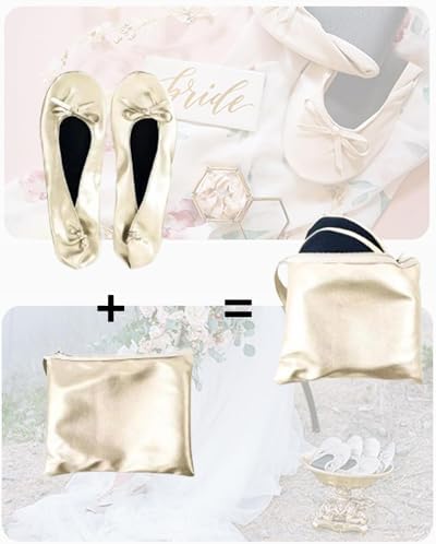 Stylish Foldable Ballet Flats for Women Portable Roll Up Travel Shoes for Wedding Bridesmaid Includes Carrying Pouch - Image 4