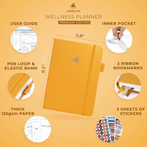 Clever Fox Wellness Planner & Food Journal for Weight Loss, A5 Amber Yellow - Image 2