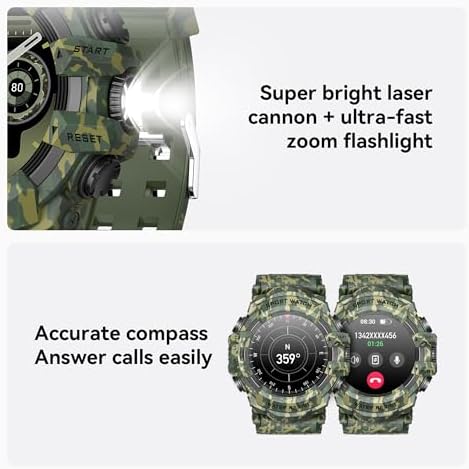 Military Smart Watch with Flashlight/Compass (Answer/Make Call) - Image 3