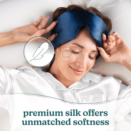 Homedics 100% Silk Sleep Mask, Mulberry Silk, Total Blackout, Nonslip Grip, Adjustable Strap for Custom Fit, Hand Washable, Comfortable for Travel & Home - Midnight Blue - Image 4