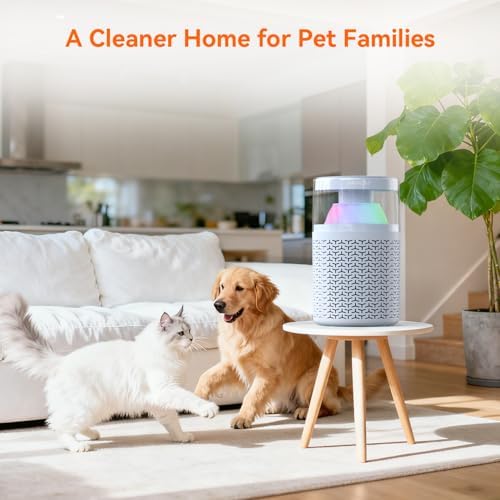 AIRROMI Pet Air Purifier for Home & Bedroom, HEPA Activated Carbon Filter, Removes Pet Dander & Odor, Allergies, Smoke, Hair, Night Light, Fragrance Sponge, Up to 658 ft², A2002 Blue - Image 3
