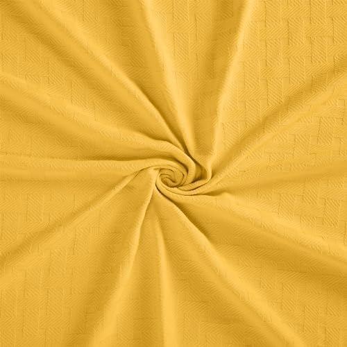 Superior Basketweave Cotton Blanket, Basket Weave Design, Soft, Comfy Cover for Bed, Bedding, Bedroom, Couch Throw, Lounging, Modern Boho Medium Weighted Blankets, Full/Queen, Gold - Image 5