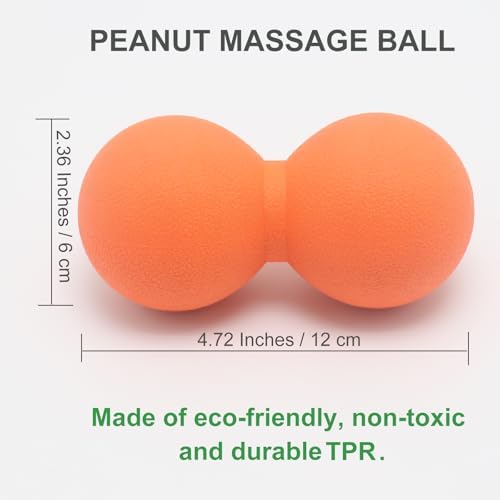 Hard Peanut Massage Ball, Double Lacrosse Massage Ball. Deep Tissue Massager Mobility Roller for Physical Therapy Myofascial Release Trigger Point Muscle Relax Pain Relief Acupressure (Orange) - Image 2