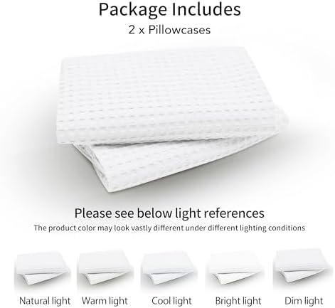 Zaizaihome 100% Egyptian Cotton Waffle Weave Pillowcases King Size 2 Pack - Image 7