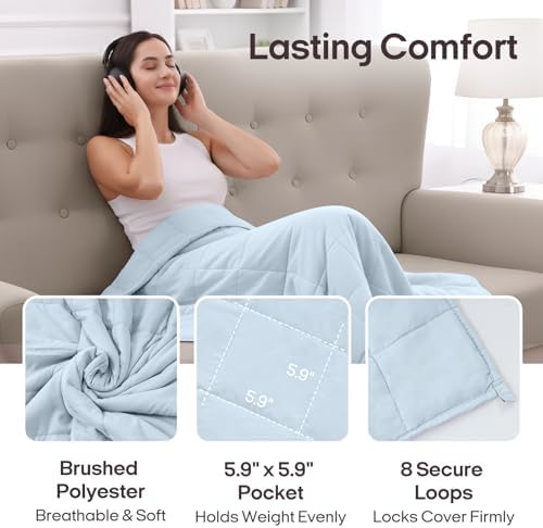 ZonLi Weighted Blanket for Adults (48"x72", 12lbs, Light Blue) - Image 6