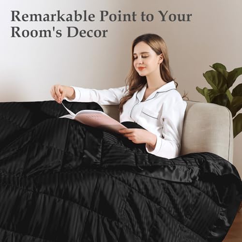 downluxe Weighted Blanket Queen Size, 15 lb Weighted Blanket with Glass Beads for All Season, Machine Washable Heavy Blanket (Black, 90 X 90 Inch) - Image 7