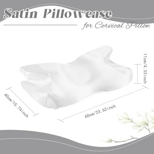 P Pothuiny Ivory White Satin Cervical Pillow Case Cover 1-Pack with Zipper - Image 4