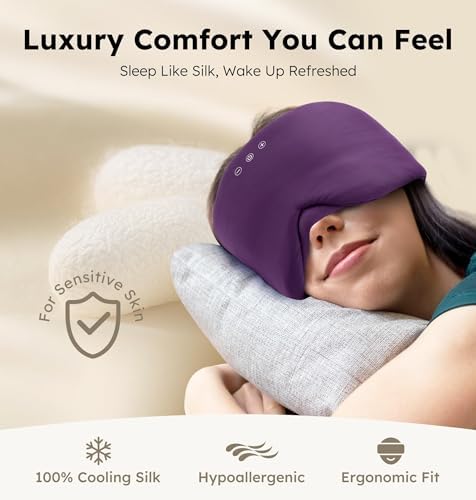 Luxury Bluetooth 5.4 Sleep Mask for Adults - Ice Fiber Cooling & HD Sound, 100% Light Blocking Adjustable Eye Cover for Travel & Side Sleepers - Soft Sleep Headphones with 10H Playtime - Image 2