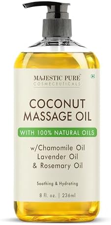 Majestic Pure Coconut Massage Oil, Moisturizing Body Oil, 8 Fl Oz by BeautyandPersonalCare