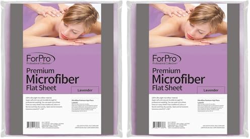 ForPro Premium Microfiber Flat Sheet for Massage Tables, Ultra-Light, Stain and Wrinkle-Resistant, 63" W x 100" L, Lavender (Pack of 2) by ForProProfessionalCollection