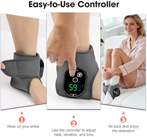2-Pack Cordless Foot Massager for Neuropathy, Ankle Massager for Pain Relief, Ankle Heating Pad with Massage, 4 Heat Levels, 3 Massage, Foot Massager, Gray, HSA Eligible FSA - Image 5