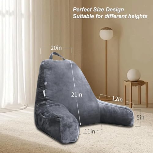 Reading Pillow for Sitting in Bed Adult, Bed Rest Sitting Pillow with Arms, Removable Velvet Cover, Relaxing/Gaming/Lounge/tv Pillow - Image 2