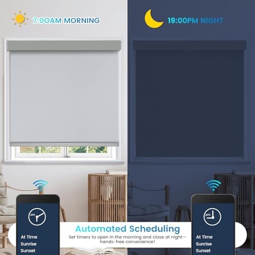 Motorized 100% Blackout Roller Shades – Custom Smart Blinds with Remote, Rechargeable Battery or Plug-in Motor, Tuya WiFi Optional, Home & Office Automatic Window Shades (Olive Gray/CH9443) - Image 6