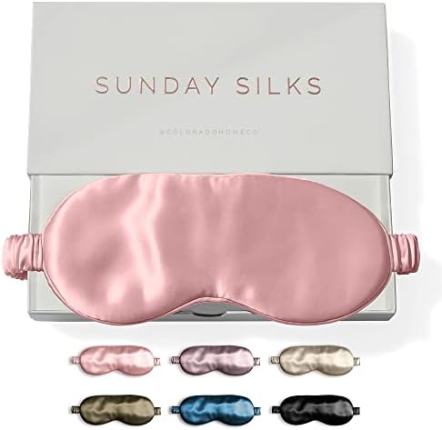 SUNDAYSILKS™ Exclusive Mulberry Silk Sleep Mask | Soft Eye Covers, Blackout Sleeping Mask for Women & Men | Silk Eye Mask for Sleep, Travel, and Relaxation | Antifaz para Dormir [Pink Quartz] by ColoradoHomeCo