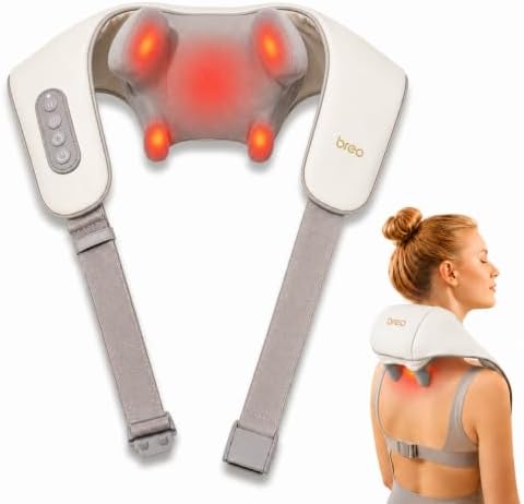 Breo N5mini Neck and Shoulder Massager with Heat,Shiatsu Kneading,Beige by breo