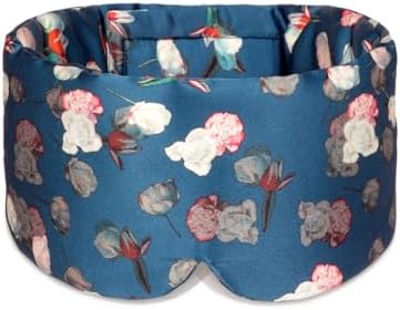 Silk Sleep Mask Soft Pressureless: 100% Mulberry Silk for Eye Skin Anti Wrinkles, Large Size for Total Blackout, Adjustable Wide Velcro Ear Cover, Print by OLESILK