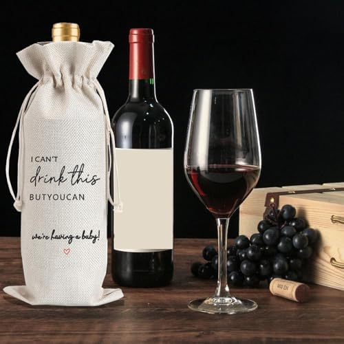 2 Pcs Pregnancy Announcement Wine Bag New Mom Dad Pregnancy Announcement for Grandparents Parents Aunt friends with 2 Pcs Kraft Blessing Cards and natural jute rope - Image 6