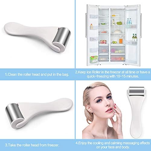 MAANGE Ice Roller for Face & Eye,Puffiness,Migraine,Pain Relief and Minor Injury,Skin Care Products Stainless Steel Face Massager Ice Roller Massager (White) - Image 4