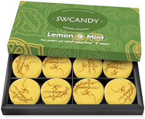 SWCANDY Lemon & Mint Shower Steamers 8 Pack, Home Spa Self Care by SWCANDY
