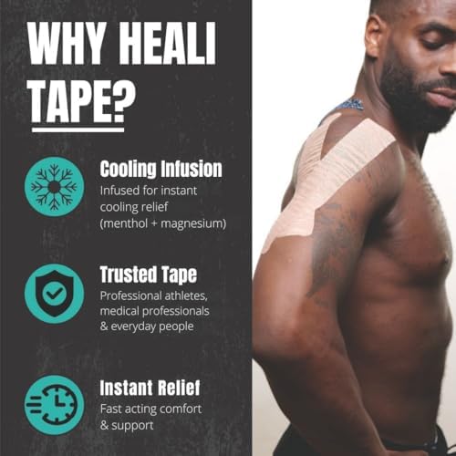Heali Kinesiology Tape with Magnesium and Menthol, 20 Pcs Precut Strips, K Tape Roll, Knees, Physical Therapy Sports Tape for Knees, Joints & Muscles, Water Resistant, Black Zebra - Image 3