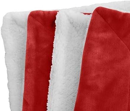 Elegant Comfort Luxury Ultra-Plush Velvet Touch Fleece Throw Soft, Warm, Cozy, Micromink Sherpa-Backing Reversible Blanket for Bed, Sofa and Couch, Red - Image 3