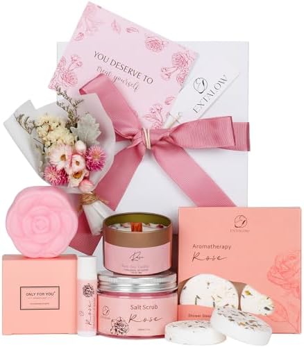 Spa Gifts for Women, Rose Home Spa Kit Bath Set Happy Birthday Gift Baskets by EXTALOW