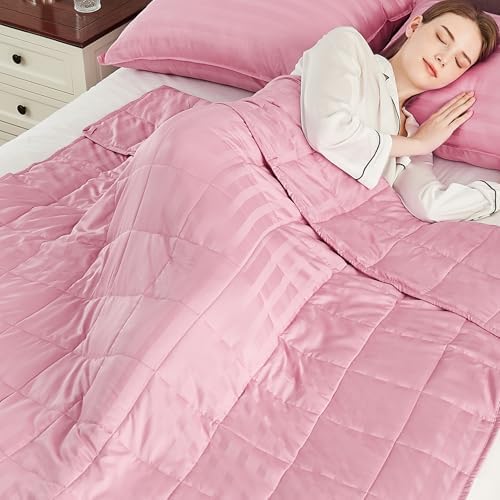 Weighted Blanket Queen/King Size (80"x87" 15lbs),Ultra Soft and Cozy Cooling Weighted Blanket for Adult,Heavy Blanket with Machine Washable Soft Blanket, Pink by anfie