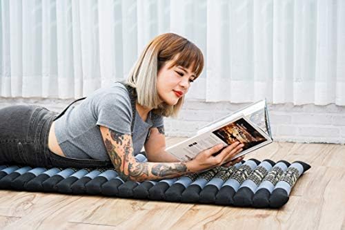Leewadee - Foldable Floor Mattress - Japanese Roll Up Futon -Trifold Tatami Mat- Guest Floor Bed - Camping Mattress - Thai Massage Mat, Kapok Filled, 75 x 20 inches, Blue - Image 5