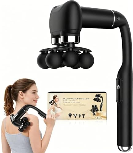 6-Head Massage Gun with Upgraded Detachable Extension Handle – Deep Tissue Percussion Massager for Neck, Shoulder, Back, Leg & Full Body Muscle Relaxation, Portable Handheld Massager by BOWENDA
