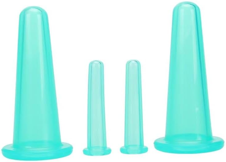 BWESOO 4Pcs Massage Cupping Set Silicone Mini Facial Cups Face Massager Helper Skin Care Neck Back Eyes Massaging Cup Safe to Use, Don't Worry About Burns Health Care Products (Green) by BWESOO