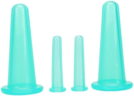 BWESOO 4Pcs Massage Cupping Set Silicone Mini Facial Cups Face Massager Helper Skin Care Neck Back Eyes Massaging Cup Safe to Use, Don't Worry About Burns Health Care Products (Green) by BWESOO