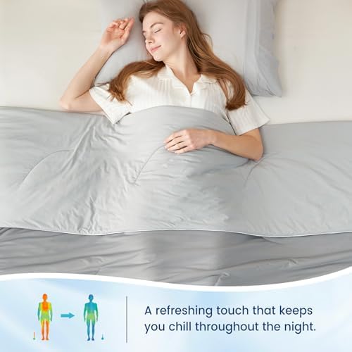Cozy Bliss Cooling Comforter Twin Size, Reversible Lightweight Cooling Blankets for Hot Sleepers and Night Sweats, Q-Max>0.45 Soft Breathable Silky Smooth Summer Comforter, Cool Grey, 68"x90" - Image 4