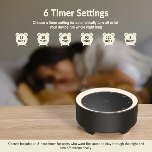 Kipcush White Noise Machine for Sleeping, Baby & Adults, High-Fidelity Non-Looping Sounds, Sleep Sound Machine with Dimmable Night Light, USB Powered, Memory Function, Home, Nursery & Travel - Image 4